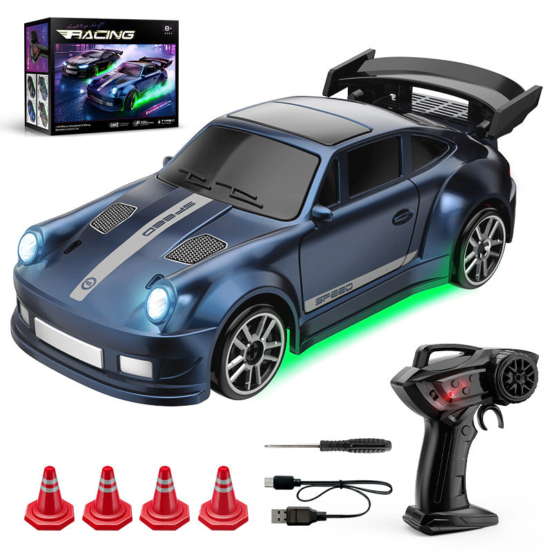 "BMW & Porsche 4WD RC Drift Auto Spielzeug mit Beleuchtung und 2.4G Fernbedienung - in Blau und Schwarz"