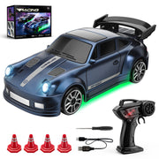 "BMW & Porsche 4WD RC Drift Auto Spielzeug mit Beleuchtung und 2.4G Fernbedienung - in Blau und Schwarz"