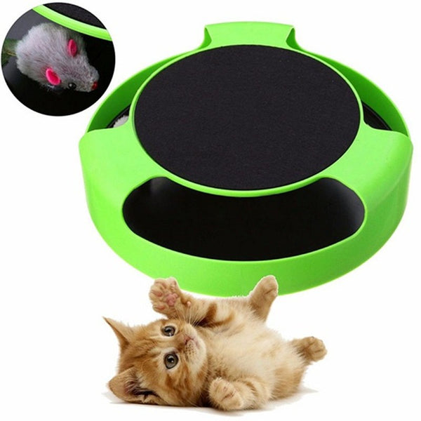 "Interaktives Katzenspielzeug mit Kratzpad - 360 Grad Drehung, Batteriefrei, Robustes Material"