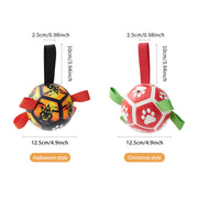 "Interaktives Hundespielzeug Fußball mit Gurten - Wasserspielzeug für Tauziehen - Ideales Geschenk für Haustiere zu Halloween, Weihnachten & Geburtstag"