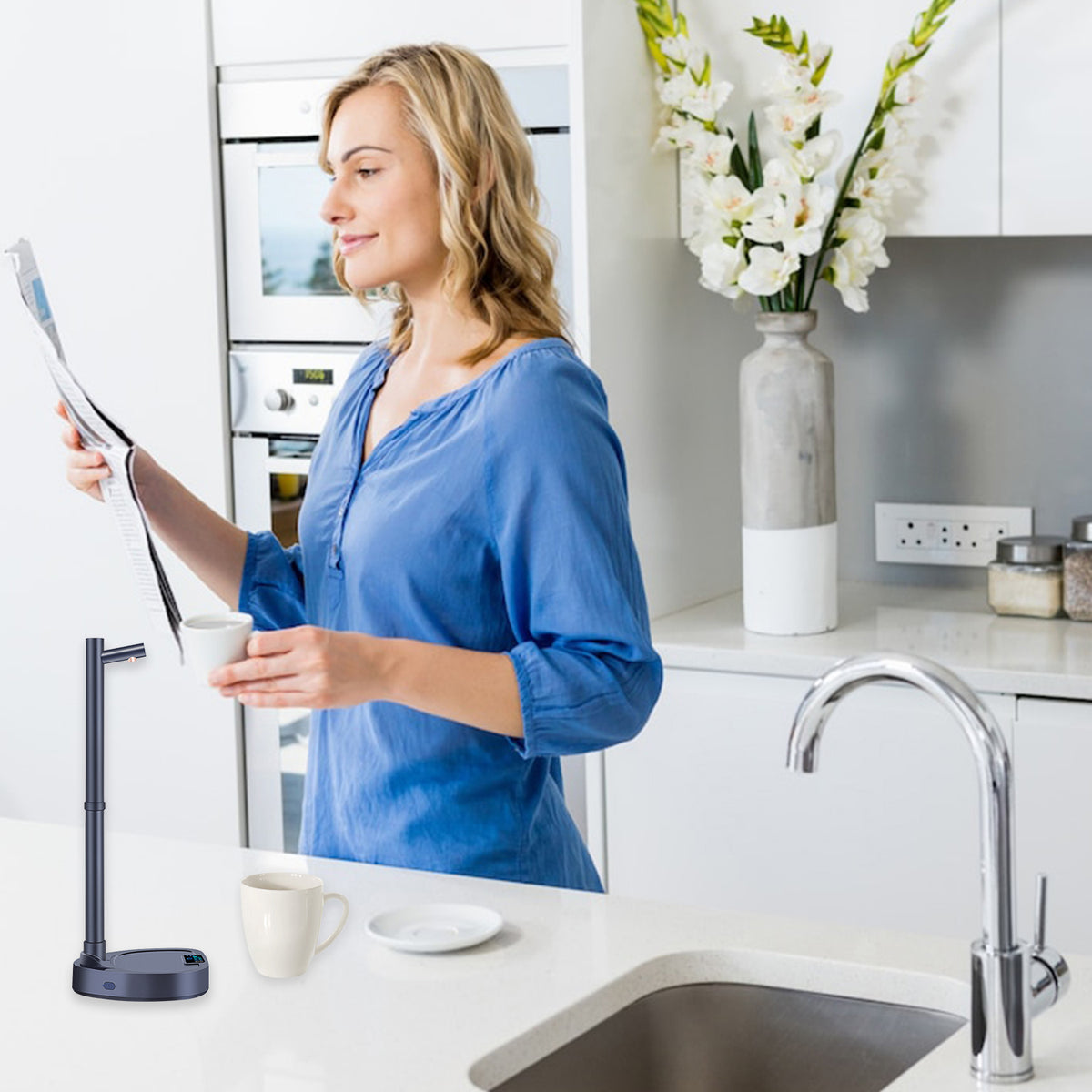 "Intelligenter Tragbarer Wasserspender mit Aufladbarem Akku, Ausziehbarem Rohr und Mengenregulierung"