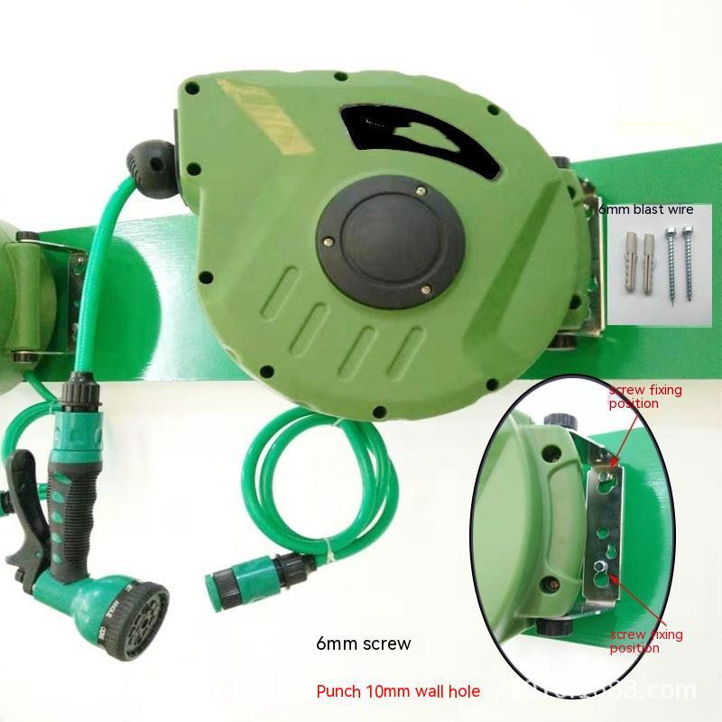 "Qiya Automatische Schlauchtrommel - PVC Wasserschlauch Aufroller 10M, Ideal für Autowäsche & Blumenbewässerung"