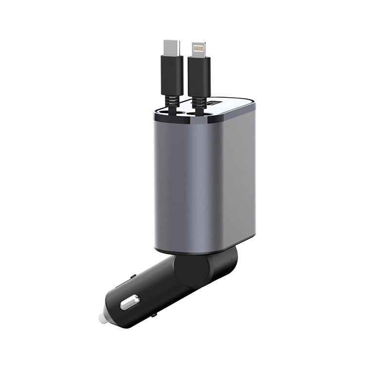 "Ultra-Schnell 100W Metall Auto Ladegerät - USB und TYPE-C Adapter mit Zigarettenanzünder - Einfache Handhabung und einstellbare Richtung"