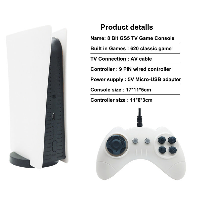 "Nostalgic Retro P5 Mini TV GS5: Kompakte Spielekonsole mit 620 vorinstallierten Spielen - Perfekt für Familienabende"