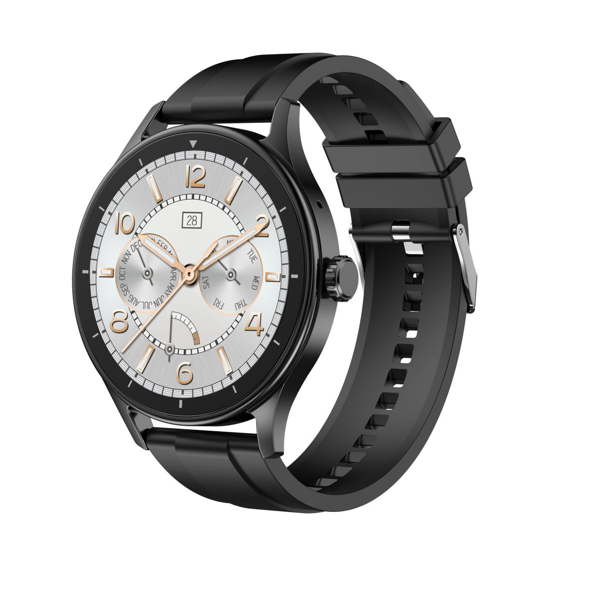 "Edelstahl Sportuhr mit Polierter Doppelarmband und Bluetooth-Anruffunktion - TFT Touchscreen, Farben: Schwarz, Silber, Gold"