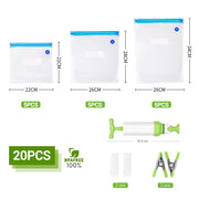 "Premium Vakuum-Kompositverpackungsbeutel, BPA-frei, Transparent mit Etiketten und Clips, Lebensmittel Frischhaltebeutel"