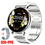 "Edelstahl Business Smartwatch mit Bluetooth Anruf, Herzfrequenzmonitor und Wasserdicht Funktion"
