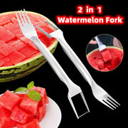 "2-in-1 Wassermelonen-Gabel und -Schneider aus Edelstahl: Leicht, tragbar und vielseitig einsetzbar für perfekt geschnittene Fruchtstücke"