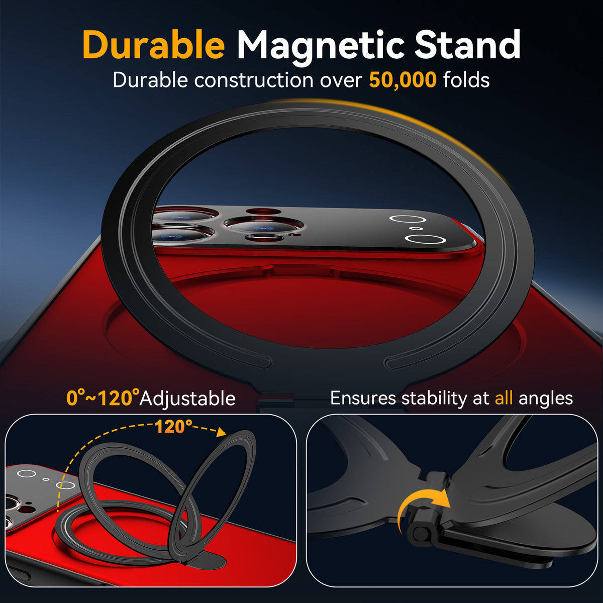 "Großbild-Magnetisches Handyhülle mit Hautähnlicher Oberfläche, Ständer und Stoßfestem Design - Kompatibel mit iPhone"