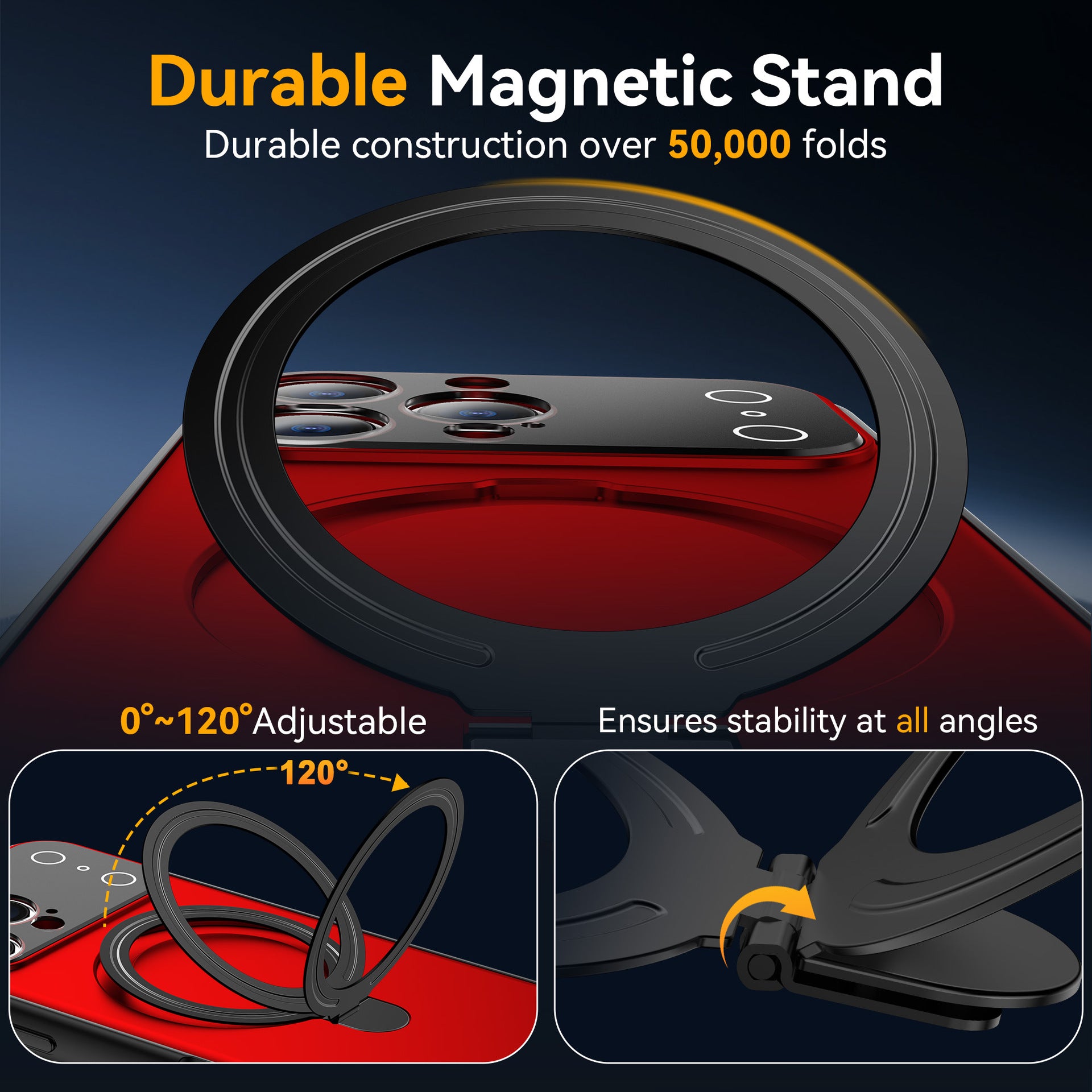 "Großbild-Magnetisches Handyhülle mit Hautähnlicher Oberfläche, Ständer und Stoßfestem Design - Kompatibel mit iPhone"