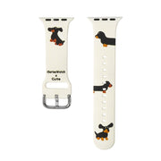 "Kreatives Dackel Silikon Uhrenarmband in Beige Weiß - Inklusive Schutzfolie bei Bestellung - Verschiedene Größen Verfügbar"