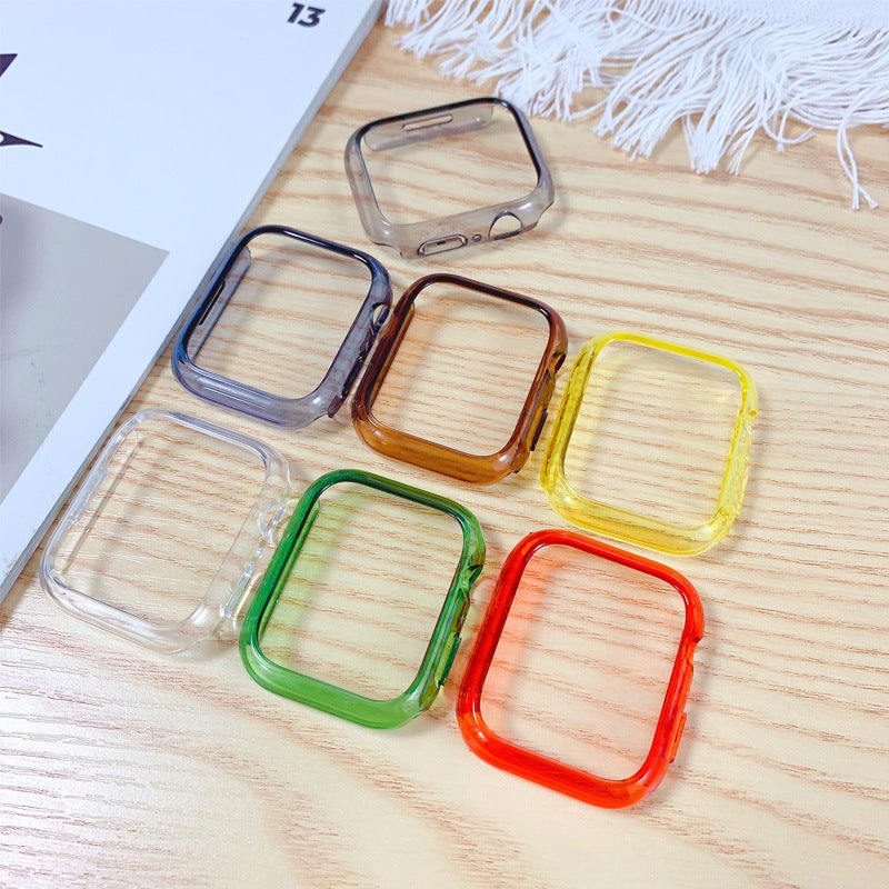 "Modischer Einfarbiger Uhrengehäuse Halbpackung - Kompatibel mit Apple Watch, in Verschiedenen Farben"