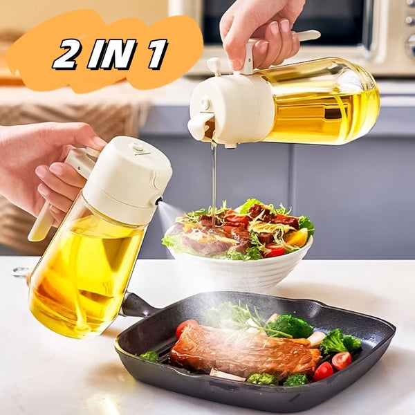 Zwei-in-Eins-Glas Öler - Automatische Pressung mit großer Kapazität Sprühöl-Dispenser Flasche