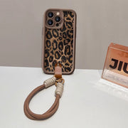 "Leopardenmuster Lanyard Handyhülle, Schutz vor Stürzen, Silikon Soft Shell, Luxuriös & Kreativ - Braun"