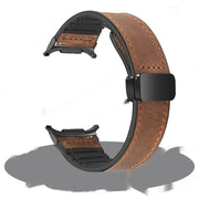 "22mm Magnetisch-Verschluss Herren Uhrenarmband aus Silikon-Leder in Punk Street-Stil - Schwarz, Braun, Weiß, Grün"