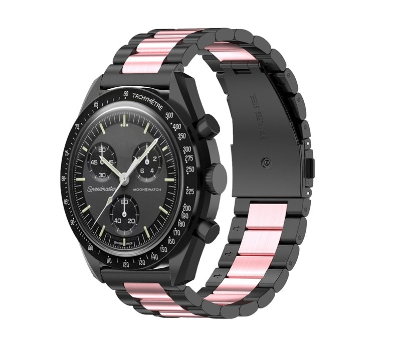 "Vielseitige Edelstahl Armbanduhr mit Drei-Perlen-Stahlband in Verschiedenen Farben - 20mm Interface Größe"