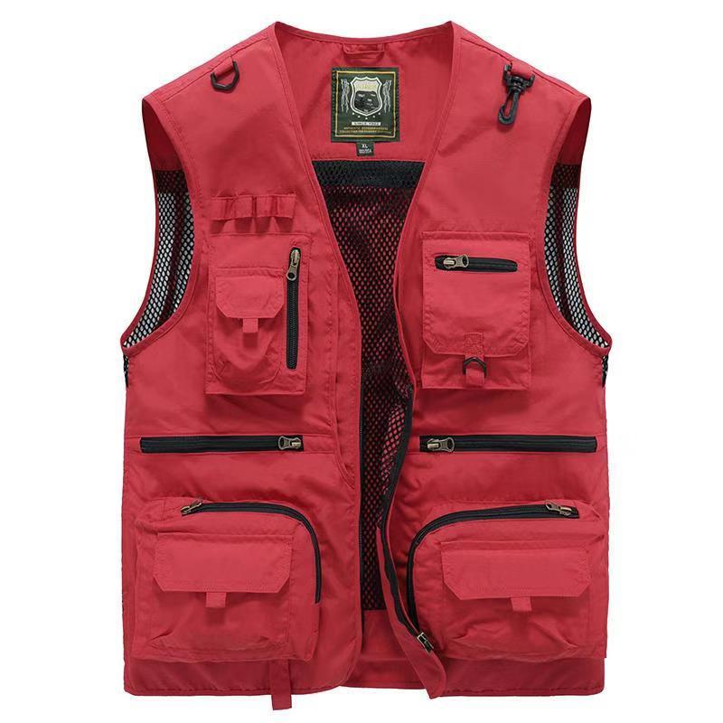 14 Taschen Sommer Neu Herren US Taktische Wander- und Angelweste Herren Fotografenweste Mesh-Cargo-Weste Ärmellose Jacke Werkzeugweste