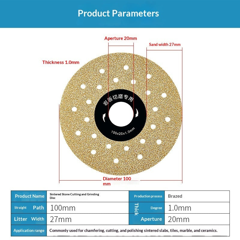 "Premium Goldener Sternenexplosion Schneidscheibe - Speziell für Steinplatten - Trimmen, Glätten & Polieren - 100mm Durchmesser"