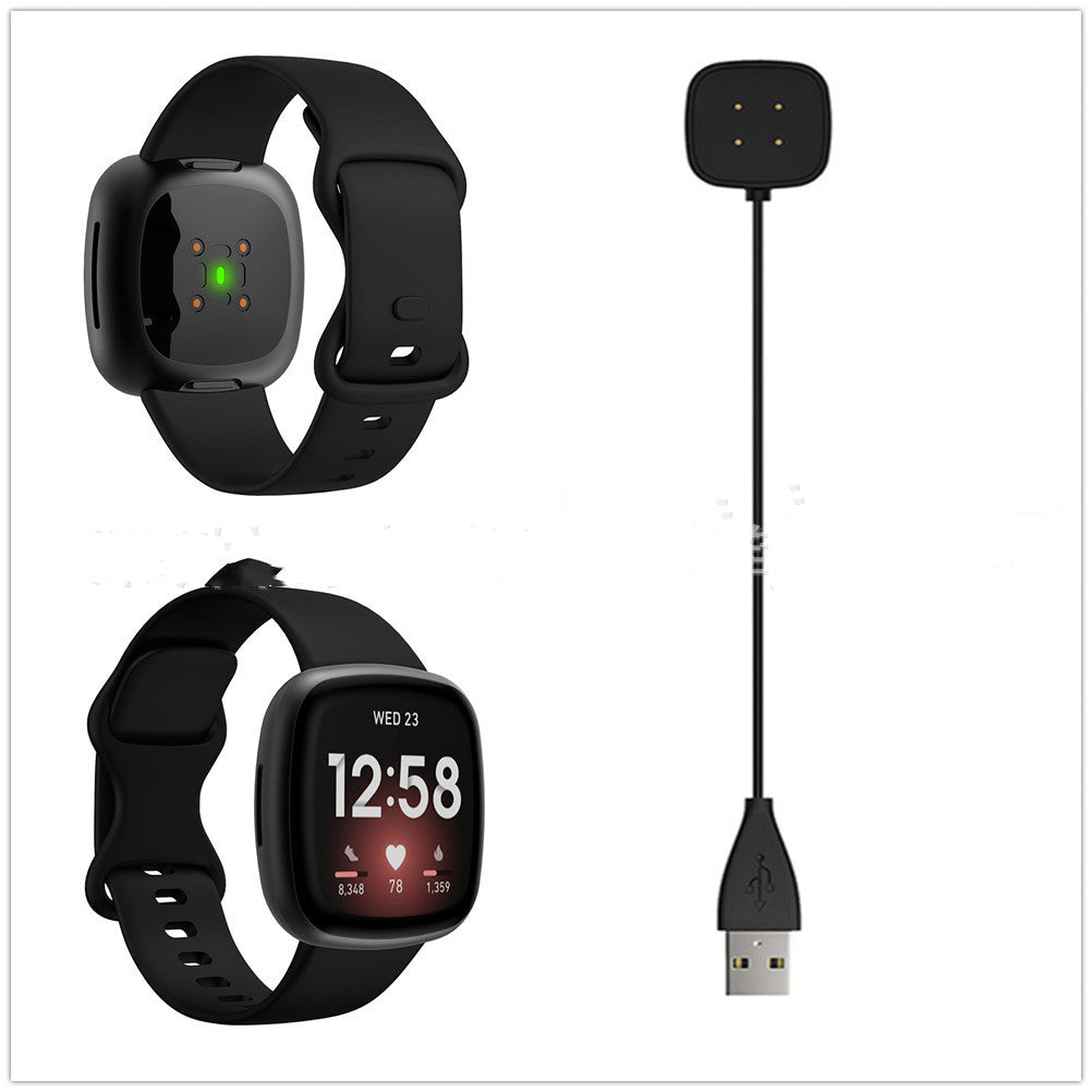 "Fitbit Versa3/Sense Magnetisches USB-Ladekabel - Schnellladung, Hohe Effizienz, Langlebig, 100cm Schwarz"
