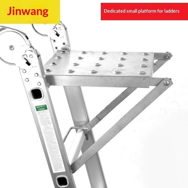 "Robuste Aluminiumlegierung Teleskop-Leiterzubehör: Dreieckige Arbeitsplattform im modernen minimalistischen Stil - Silber oder Schwarz"