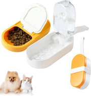 "All-in-One Reise-Haustier-Wasserflasche & Futterbehälter, 250ml, BPA-Frei, Auslaufsicher, Ideal für Hunde, Katzen, Kaninchen - Blau/Gelb"