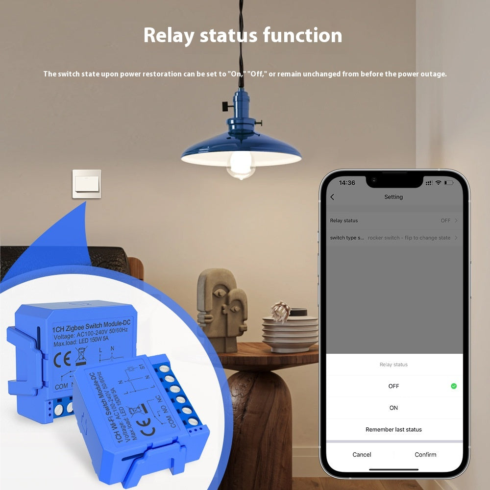 "Intelligentes Graffiti WIFI Modul mit Zero Kontakt Trockenkontakt - Niederspannung, Blau, 39x39x19.4mm, Smart Serie, 220-240V"