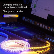 "Leuchtendes RGB-Datenkabel, Farbenfrohes, Über 1 Meter langes Ladekabel, Geflochtenes Material, Verfügbar in Weiß, Mit Lightning, Micro USB, TYPE-C Schnittstellen"