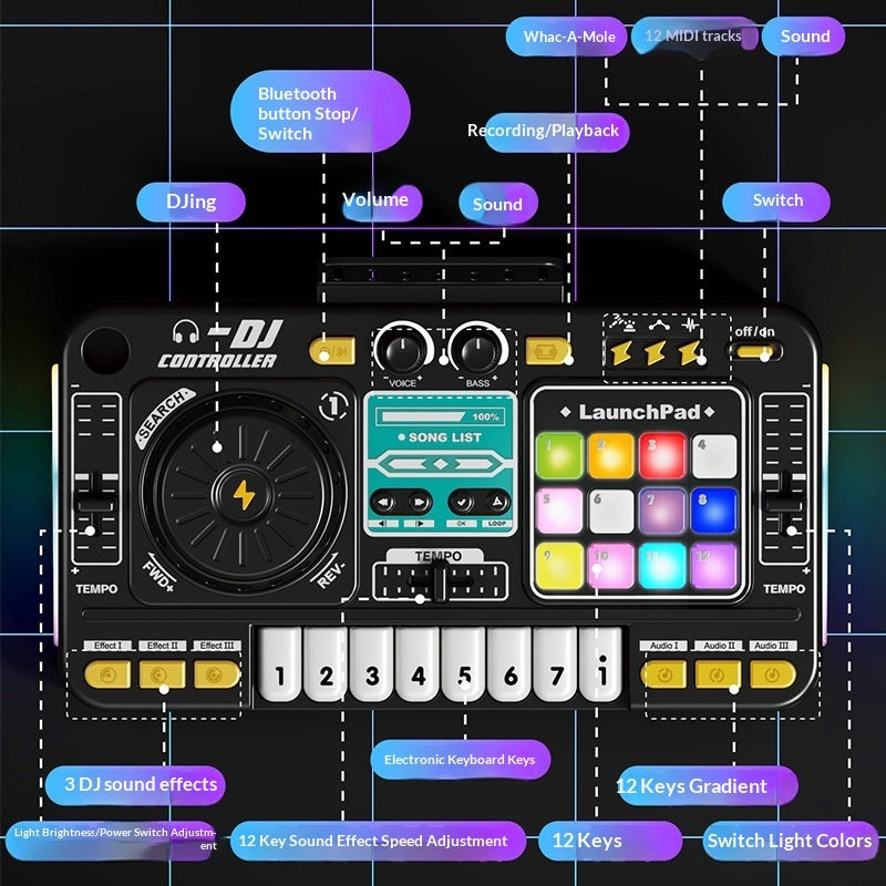 "Multifunktionale DJ-Musiklicht-Tastatur: Interaktives Spielzeug für sensorische Entwicklung, Hände-Auge-Koordination und Interessenpflege"