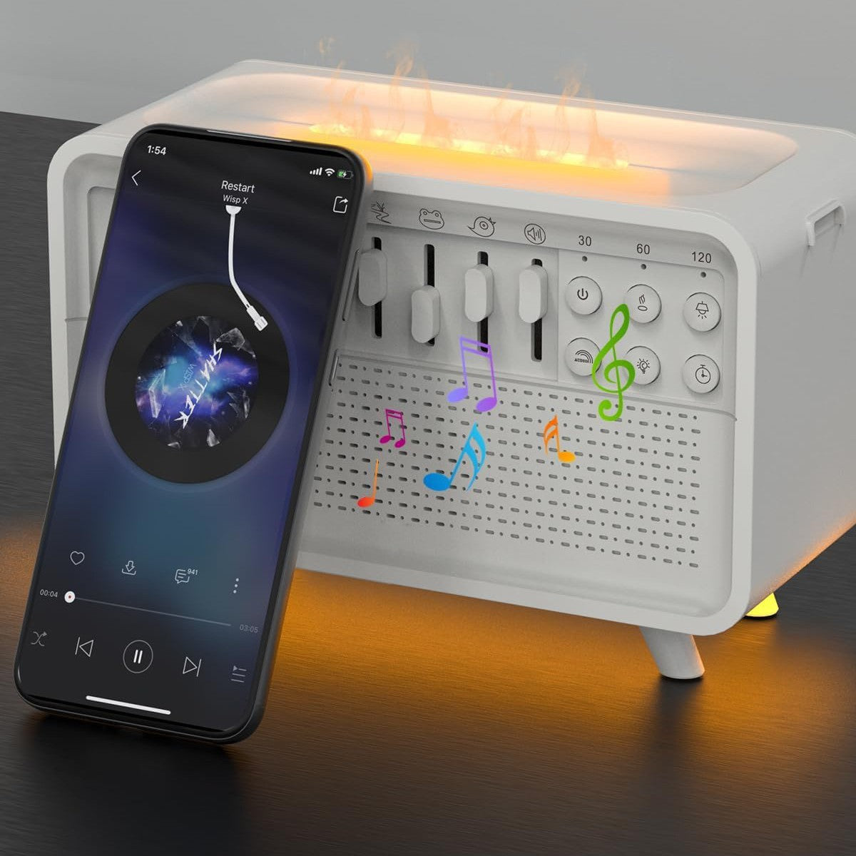 "3-in-1 Bluetooth Lautsprecher mit Weißem Rauschen Schlaflicht und Luftbefeuchter: Kombinierbar Naturgeräusche, Verbessert Schlaf und Luftqualität"