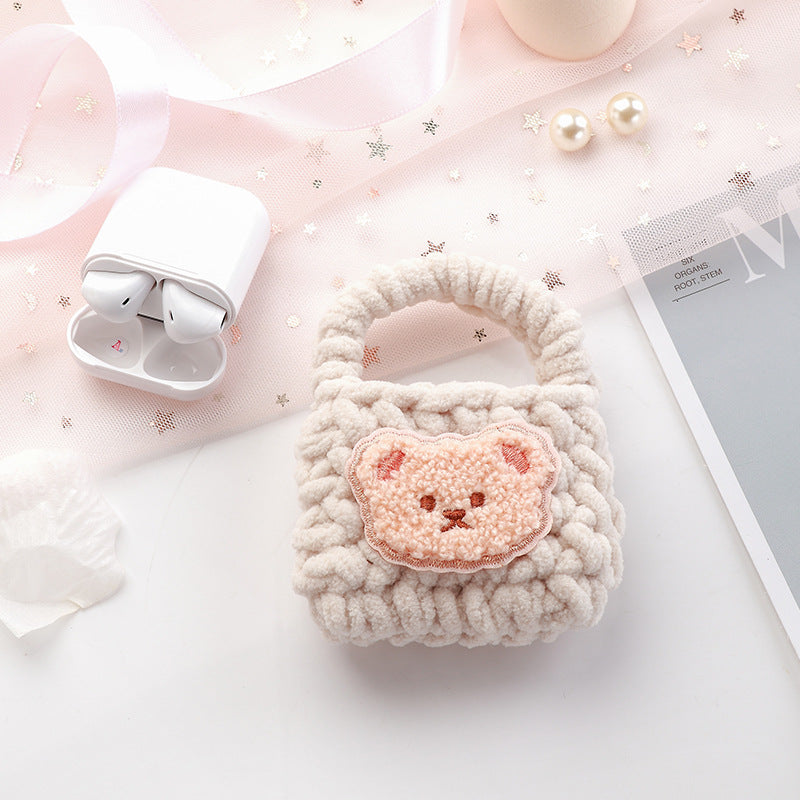 Wool White Cute Earphone Case
