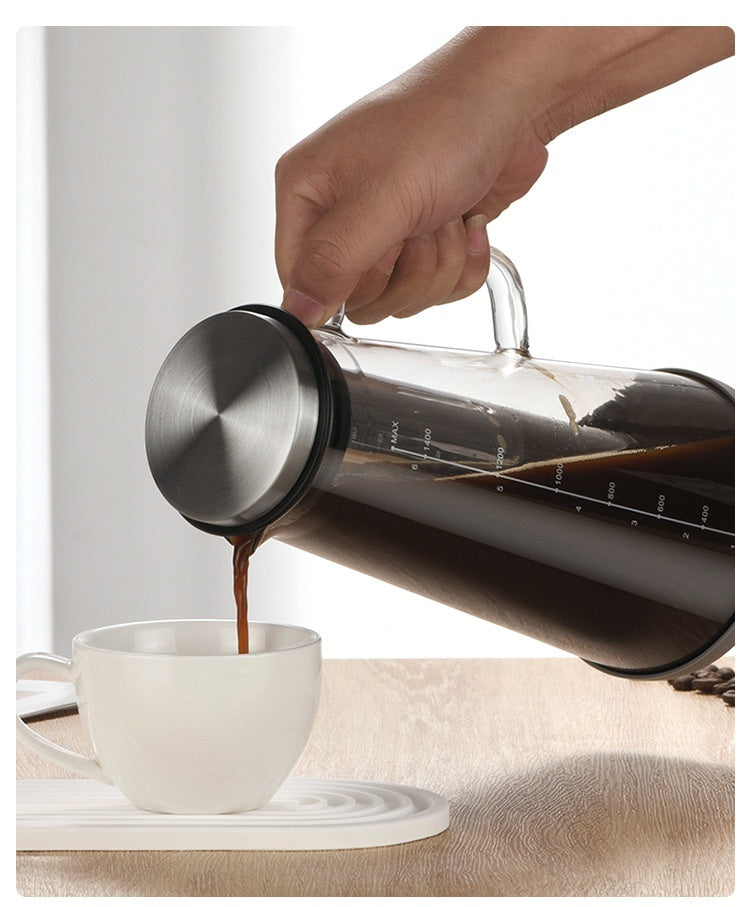 "Hochwertige Hochborosilikatglas Cold Brew Teekanne - Für Aromatischen Kaffee & Eistee"