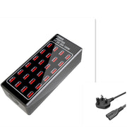 "Schnellladender USB-Multiport-Ladegerät mit 24 Anschlüssen, Brandschutz ABS-PC Material, Schwarz"