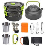 "Hochwertiges Camping-Kochset aus Aluminium - Outdoor-Kochgeschirr mit Topf, Pfanne, Teekanne & Mehr - Ideal für Wandern, Picknick, BBQ"