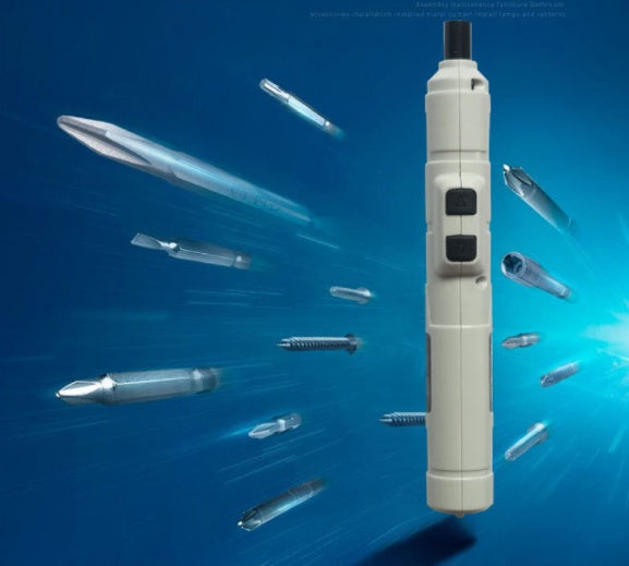 "Wiederaufladbarer Mini Elektroschrauber - Lithium Technologie, 3.6V Leistung, Komplettset mit USB-Kabel und Bits"