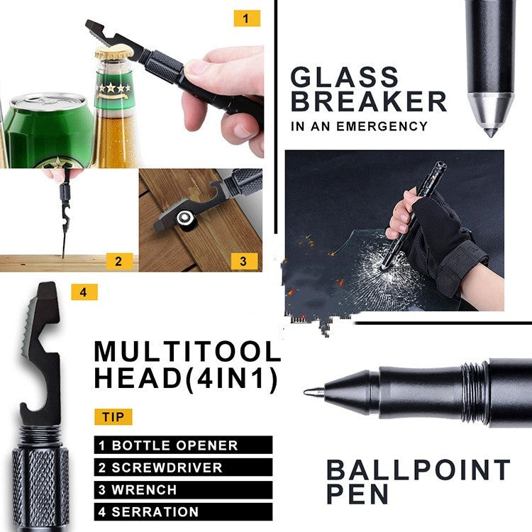 "Multifunktionaler Tactical Pen - Robustes Outdoor Survival Tool mit Kompass & Flaschenöffner"