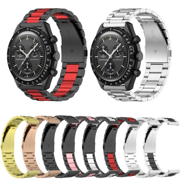 "Vielseitige Edelstahl Armbanduhr mit Drei-Perlen-Stahlband in Verschiedenen Farben - 20mm Interface Größe"