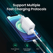 "Schnellladegerät Adapter mit Ladekabel: 20W, PD Protokoll, Kompatibel für EU & US"