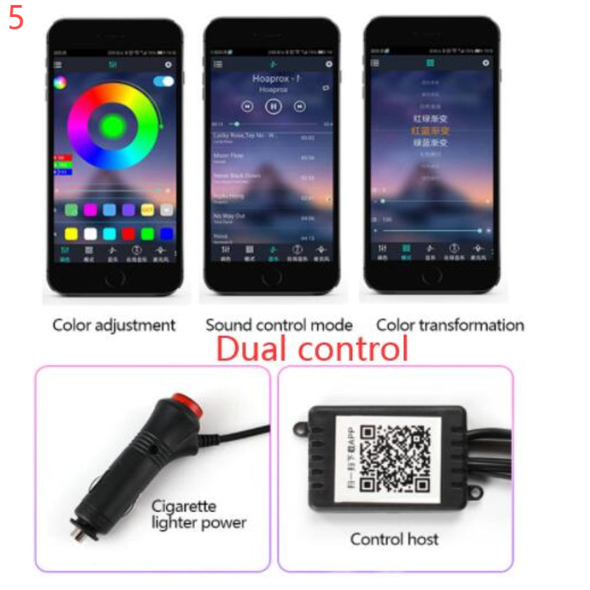 "RGB Auto Innenbeleuchtung - Flexible, App-gesteuerte Stimmungslichter mit Musikrhythmus - Einfach zu installieren"