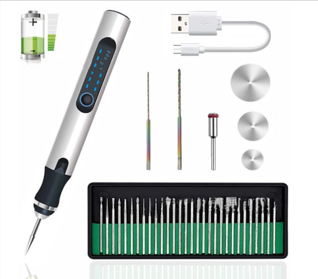 "Verstellbare Elektrische Gravurstift mit Schnellladung - Mini Handgehaltener Grinder, Wiederaufladbar, Inklusive Zubehör"