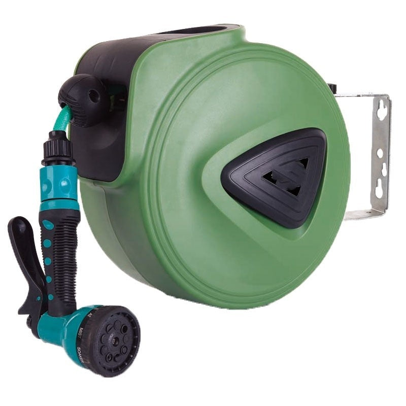 "Qiya Automatische Schlauchtrommel - PVC Wasserschlauch Aufroller 10M, Ideal für Autowäsche & Blumenbewässerung"