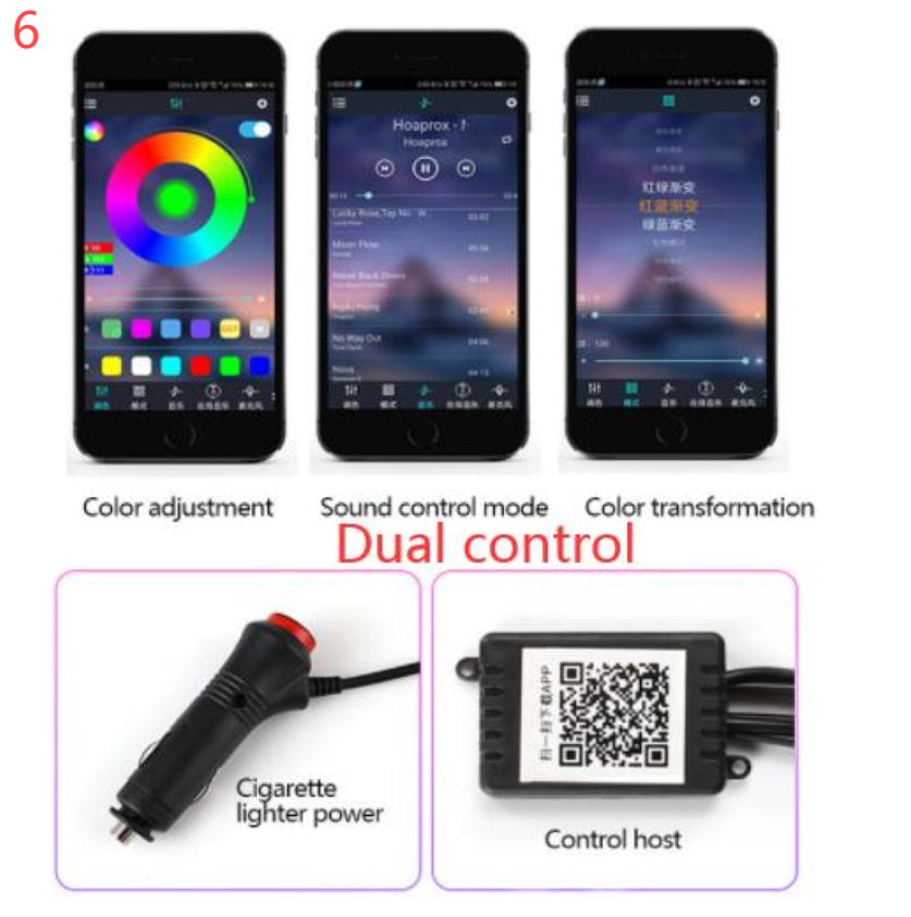 "RGB Auto Innenbeleuchtung - Flexible, App-gesteuerte Stimmungslichter mit Musikrhythmus - Einfach zu installieren"