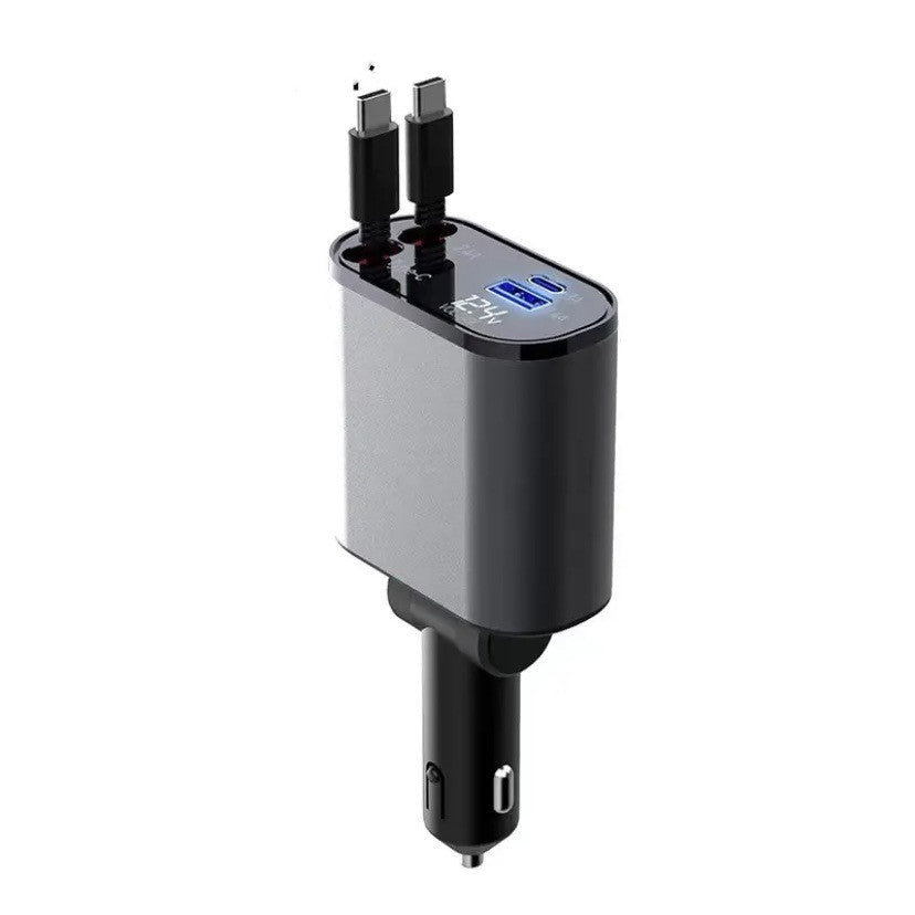 "Ultra-Schnell 100W Metall Auto Ladegerät - USB und TYPE-C Adapter mit Zigarettenanzünder - Einfache Handhabung und einstellbare Richtung"