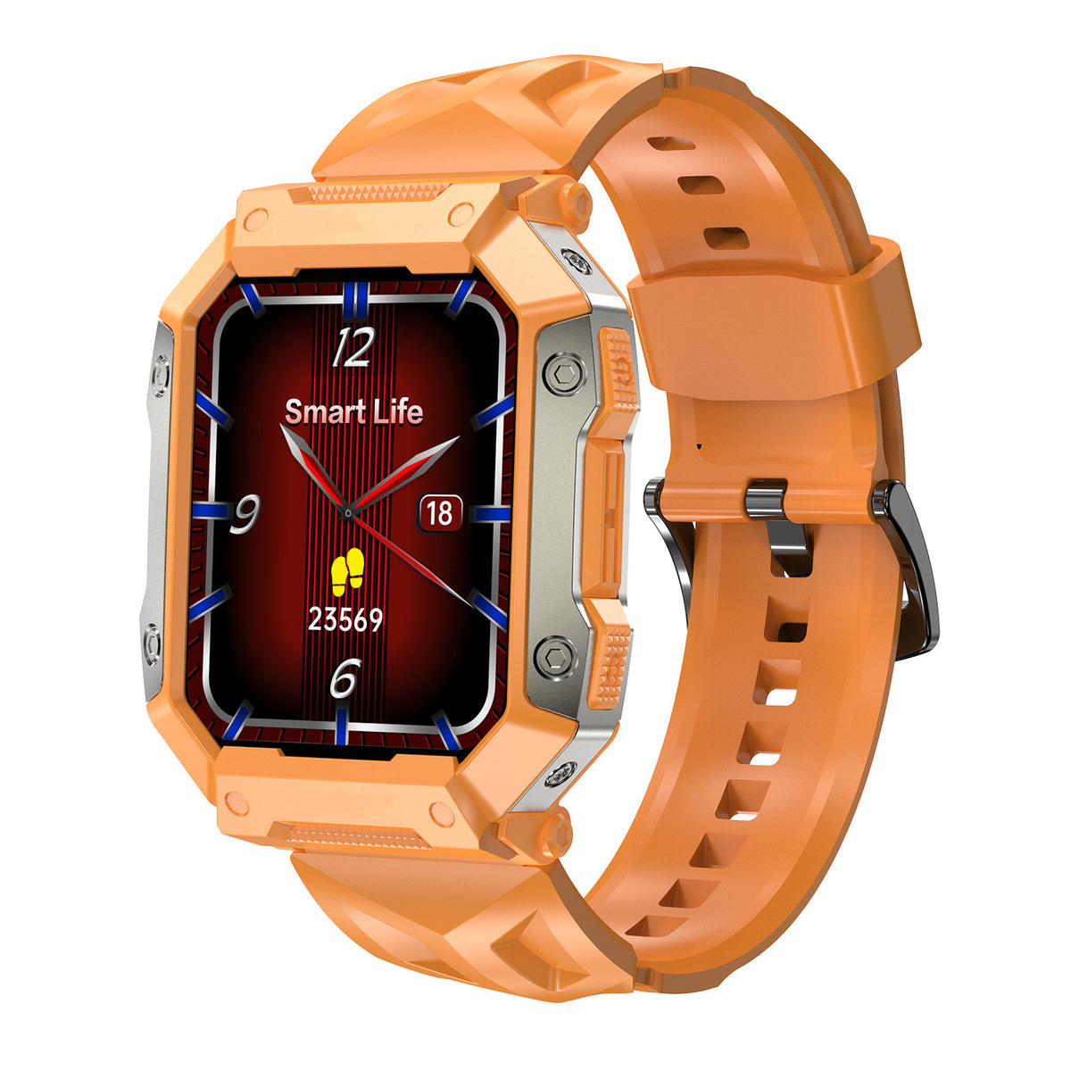 "Modische Sport-Smartwatch mit Herzfrequenzmessung, Wasserdicht, Silikonarmband, TFT-Bildschirm, Magnetisches Laden - Schwarz/Orange/Grün/Gelb"