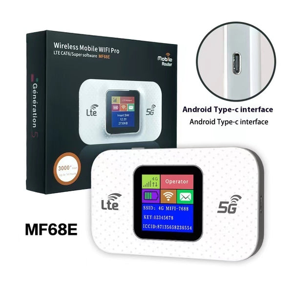"Tragbarer 4G LTE 5G WIFI Router mit Farbbildschirm und Type-C Anschluss - Mobiles Internet jederzeit, überall"