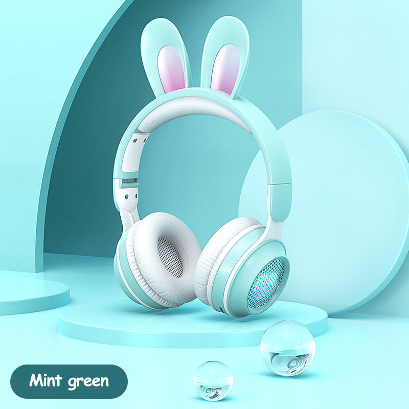 "Leuchtende Hasenohr-Kopfhörer, Kabellos & Ausziehbar, Bluetooth 5.0, Stereo, Anruffunktion, Unterstützt Musik, USB-Aufladung, RGB-Beleuchtung - Ideal für Handy, Tablet & Laptop"