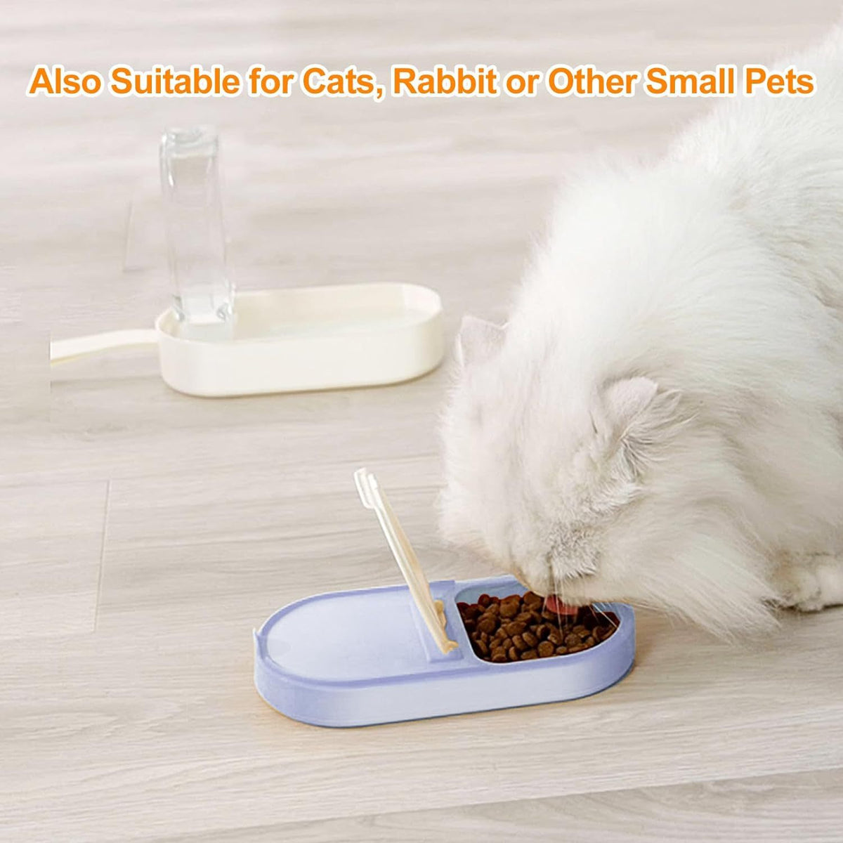"All-in-One Reise-Haustier-Wasserflasche & Futterbehälter, 250ml, BPA-Frei, Auslaufsicher, Ideal für Hunde, Katzen, Kaninchen - Blau/Gelb"