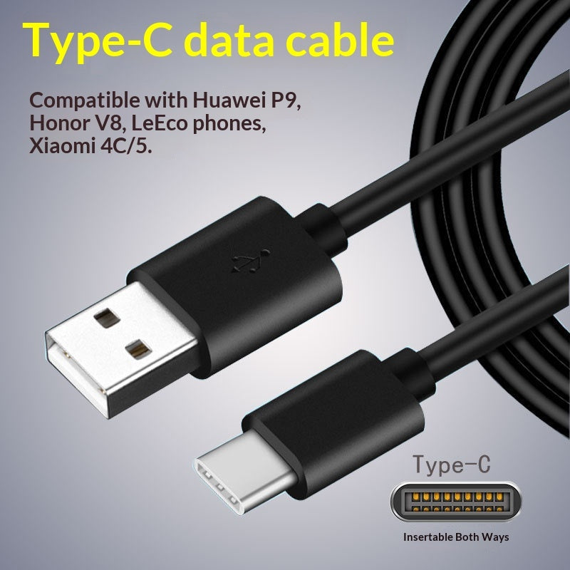 "Hochgeschwindigkeits USB Typ-C Adapter für Schnellladung und Datenkabel - 1m Länge, PVC Material, Schwarz/Weiß"