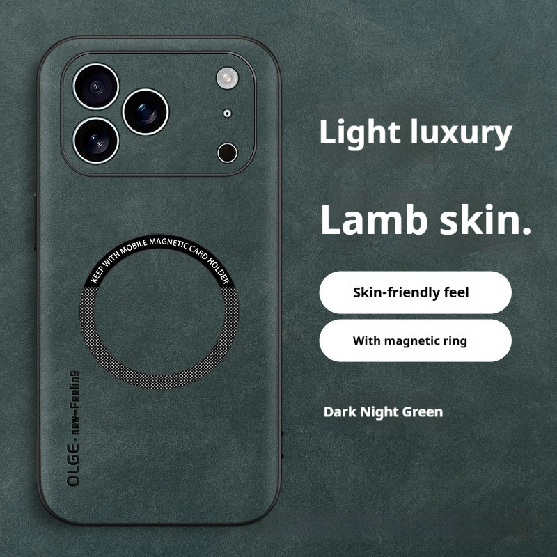"Ultra-dünne Luxus Leder Handyhülle mit Magnetladung für iPhone - Sturzschutz und Attraktives Design"