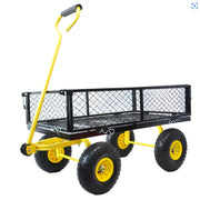 "Robuster Stahl Gartenwagen mit schwenkbarem Griff und abnehmbaren Seiten - Praktischer Heavy Duty Gartenkarren und Trolley"