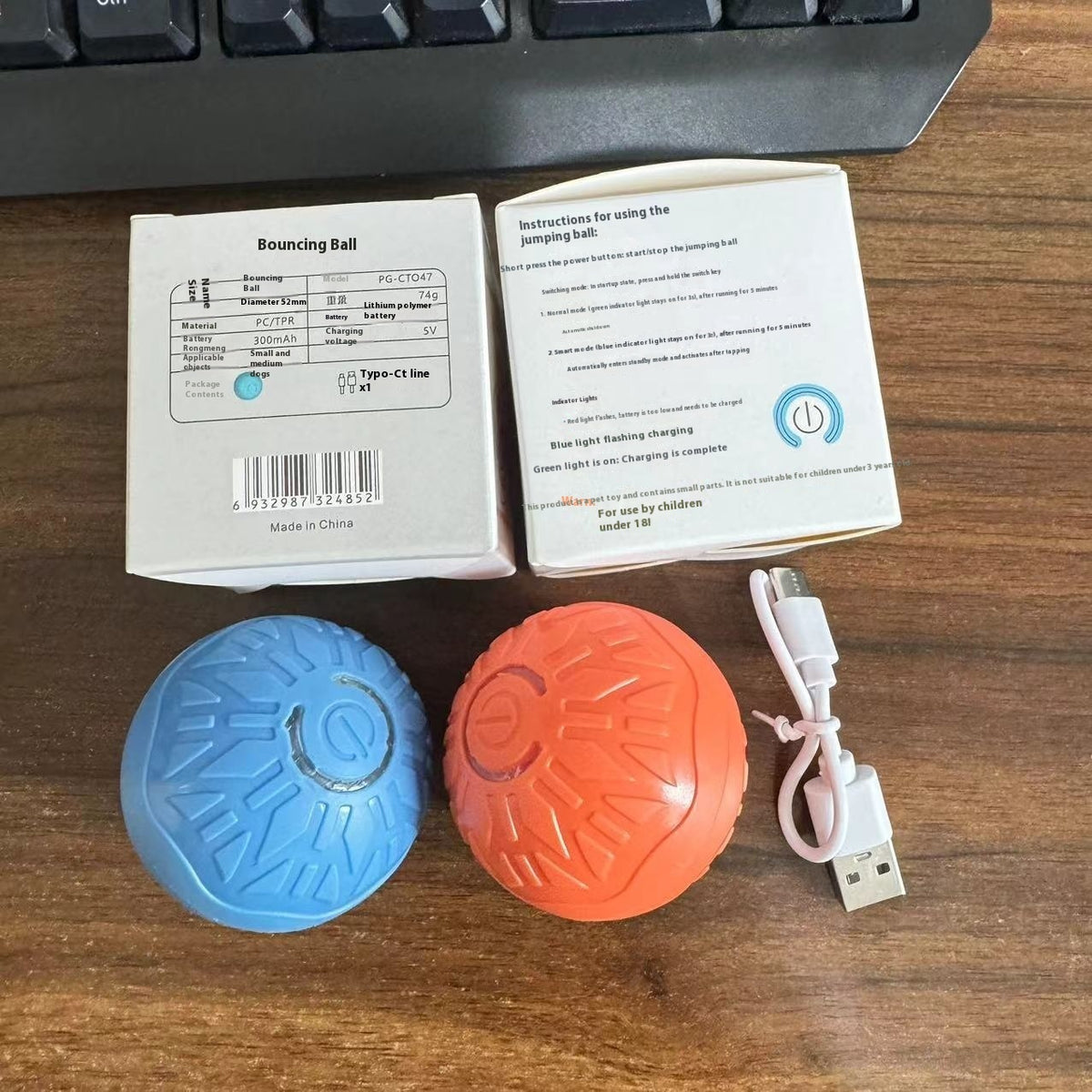 "Interaktiver Leuchtender Hundespielball - Automatischer Elektro Sprungball für Haustiertraining, Zahnreinigung und Muskelübung - Robuste Gummimaterial, Sicher für Aggressive Kauer"